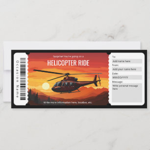 Surprise Helikopter Ride Ticket Sjabloon Kaart