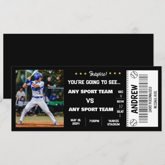 Surprise honkbalwedstrijd stadion cadeaukaart kaart (Voorkant / Achterkant)