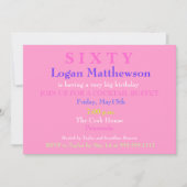 Surprise Hot Pink 60th Birthday Invitation Kaart (Voorkant)