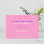 Surprise Hot Pink 60th Birthday Invitation Kaart (Staand voorkant)
