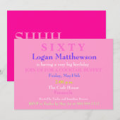 Surprise Hot Pink 60th Birthday Invitation Kaart (Voorkant / Achterkant)