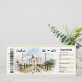 Surprise India Boarding Pass Cadeaubon Kaart (Staand voorkant)