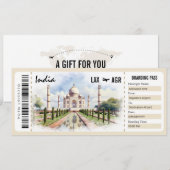 Surprise India Boarding Pass Cadeaubon Kaart (Voorkant / Achterkant)
