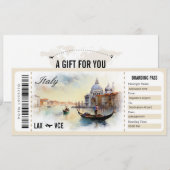 Surprise Italië Boarding Pass Cadeaubon Kaart (Voorkant / Achterkant)
