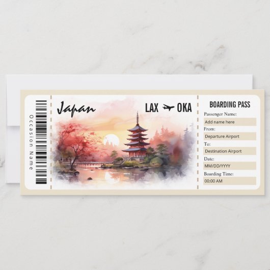 Surprise Japan Boarding Pass Cadeaubon Kaart (Voorkant)