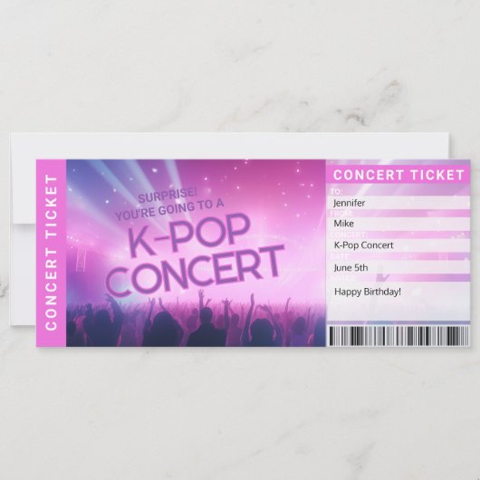 Surprise K-Pop Fan Gift Concert Ticket Reveal Card Kaart (Voorkant)