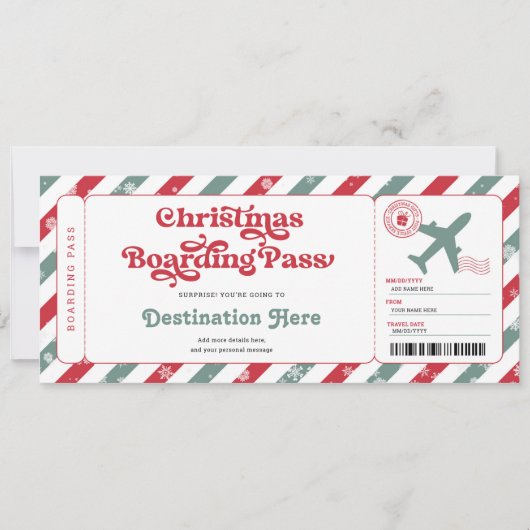 Surprise Kerst Vluchtticket Cadeau Kaart (Voorkant)