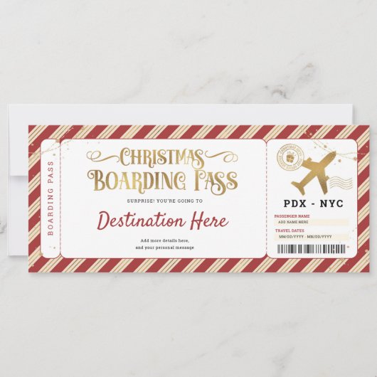 Surprise Kerst Vluchtticket Cadeau Kaart (Voorkant)