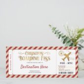 Surprise Kerst Vluchtticket Cadeaubon  Kaart (Staand voorkant)