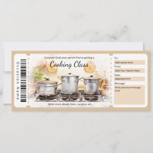 Surprise Kookcursus Cadeaubewijs Sjabloon Kaart (Voorkant)