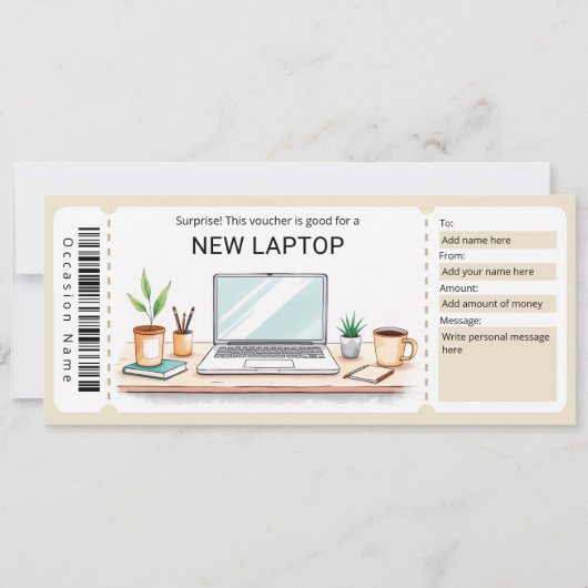 Surprise Laptop Gift Certificate Kaart (Voorkant)