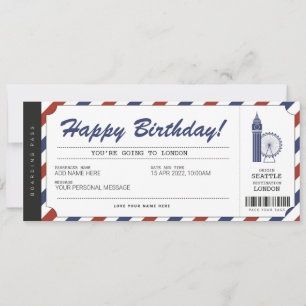 Surprise London Trip Boarding Pass Travel Ticket Kaart