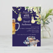Surprise Navy 40th BBQ Birthday Invitation Kaart (Staand voorkant)