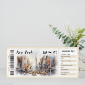 Surprise New York Boarding Pass Cadeaubon Kaart (Staand voorkant)