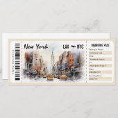 Surprise New York Boarding Pass Cadeaubon Kaart (Voorkant / Achterkant)