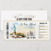 Surprise New York Boarding Pass Cadeaubon Kaart (Voorkant / Achterkant)