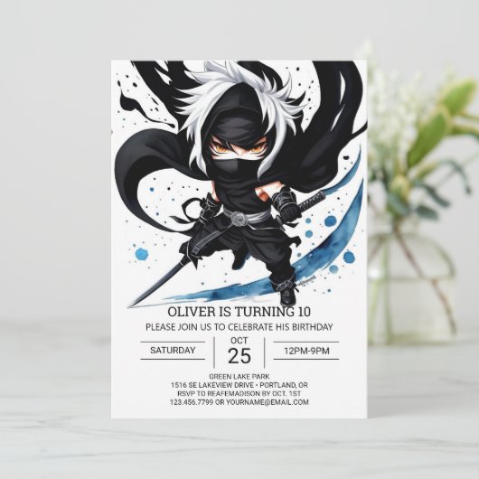 Surprise Ninja Adventure Kinderen Verjaardag Kaart (Staand voorkant)