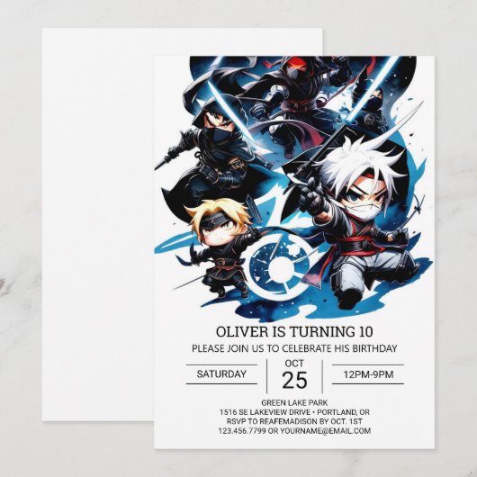 Surprise Ninja Verjaardag voor kinderen Kaart (Voorkant / Achterkant)