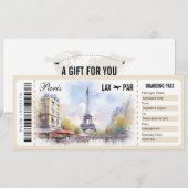 Surprise Paris Boarding Pass Cadeaubon INV Kaart (Voorkant / Achterkant)