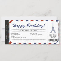 Surprise Paris Trip boarding Pass Vacation Ticket