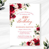 SURPRISE PARTY 100e Verjaardag Rood Roze Bloemen Kaart