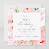 SURPRISE PARTY 100e verjaardag Roze Bloemenplein Kaart (Voorkant)
