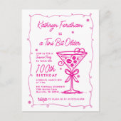 SURPRISE PARTY 100ste verjaardag Pink Doodle Marti Uitnodiging Briefkaart