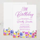 SURPRISE PARTY 18e Verjaardag Paarse Wildflower Kaart (Voorkant / Achterkant)