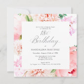 SURPRISE PARTY 18e Verjaardag Roze Bloemenplein Kaart (Voorkant)