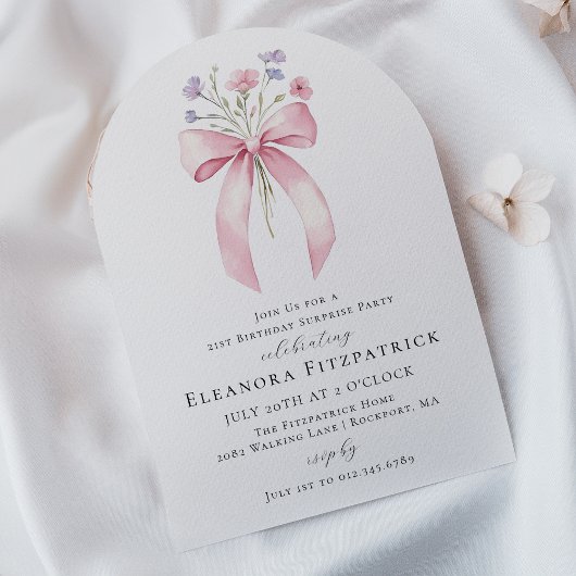 SURPRISE PARTY 21e Verjaardag Bow Wildflower Arch Kaart