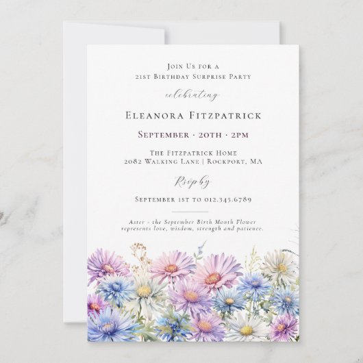 SURPRISE PARTY 21st September Birth Month Flower Kaart (Voorkant)