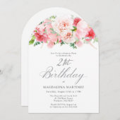 SURPRISE PARTY 21ste verjaardag Elegante roze pioe Kaart (Voorkant / Achterkant)