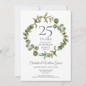 Surprise Party 25th Jubileum Woodland Greenery Kaart (Voorkant)