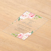 SURPRISE PARTY 30e Verjaardag Roze pioenroos Bloem Acryl Uitnodigingen (Laagn)