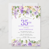 SURPRISE PARTY 35th Birthday Pretty Purple Floral Kaart (Voorkant)