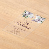 SURPRISE PARTY 50e Verjaardag Paarse Lila Bloemen Acryl Uitnodigingen (Laagn)