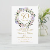 Surprise Party 50th Wedding Jubileum Floral Kaart (Staand voorkant)