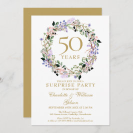 Surprise Party 50th Wedding Jubileum Floral Kaart