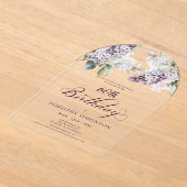 SURPRISE PARTY 60e verjaardag Paarse Bloemenboog Acryl Uitnodigingen (Laagn)