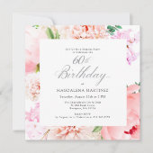 SURPRISE PARTY 60e verjaardag Roze Bloemenplein Kaart (Voorkant)