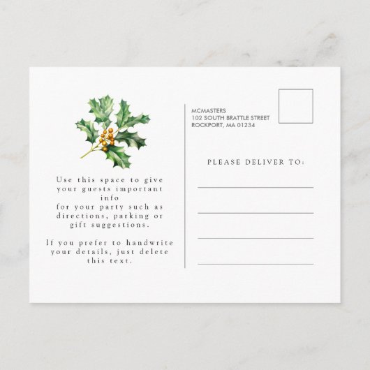 SURPRISE PARTY 60th Birthday December Birth Flower Uitnodiging Briefkaart (Achterkant)