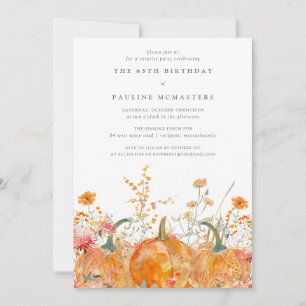SURPRISE PARTY 65e verjaardag Pompoen Wildflower Kaart