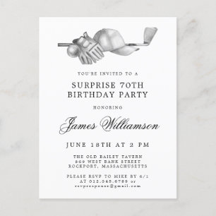 SURPRISE Party 70e verjaardag Golf Thema Uitnodiging Briefkaart