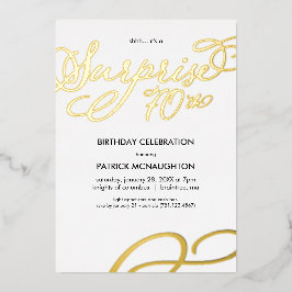 Surprise Party 70th Birthday Gold Foil Invitation Folie Uitnodiging