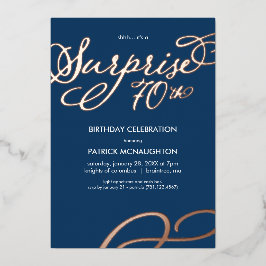 Surprise Party 70th Birthday Gold Foil Invitation Folie Uitnodiging