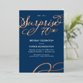 Surprise Party 70th Birthday Gold Foil Invitation Folie Uitnodiging (Staand Voorkant)