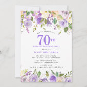 SURPRISE PARTY 70th Birthday Pretty Purple Floral Kaart (Voorkant)