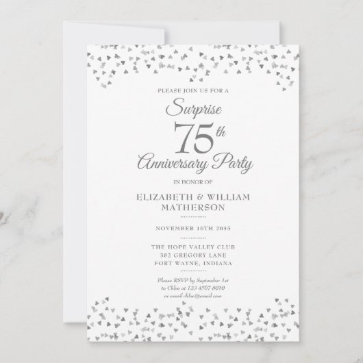 Surprise Party 75 Jaar Getrouwd Liefde Kaart (Voorkant)