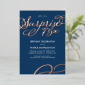 Surprise Party 75th Birthday Gold Foil Invitation Folie Uitnodiging (Staand Voorkant)
