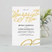 Surprise Party 75th Birthday Gold Foil Invitation Folie Uitnodiging (Staand Voorkant)